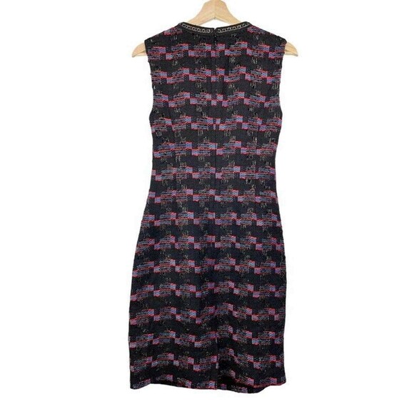 Trina Turk Womens Goodnight Tweed Sheath Dress Black Geometric Scoop Zipper XS - Picture 4 of 11